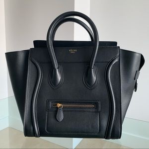 Micro Luggage Handbag in Smooth Calfskin Black